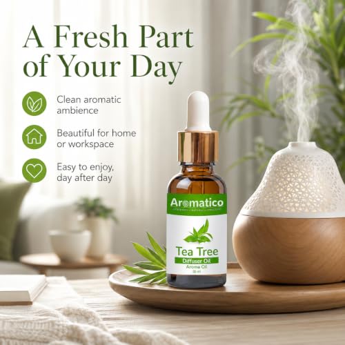 Image of AROMATICO Tea Tree Diffuser Oil for Long-Lasting, Aromatherapy, Meditation & Concentration | Versatile Use in Diffusers, Air Fresheners 30ml