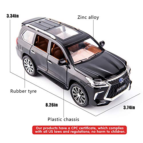 Image of Metal Pull Back Diecast Car 1:24 Big Lexus Lx570 Pull Back Car Model With Sound Light Boys Gifts Toys For Kids?Pack Of 1?,Multicolor