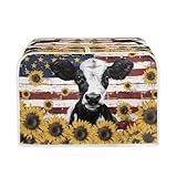 Salabomia Staubschutz für Toaster mit amerikanischer Flagge, waschbare Kuh, Sonnenblumen, Toaster-Abdeckung, 4 Scheiben, dekorative Brotbackmaschine, Staubschutz, Schutz vor Fingerabdrücken