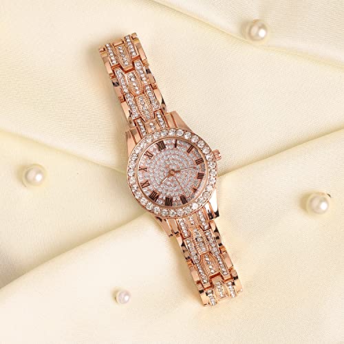 Image of Haute Sauce Women's Embellished Analog Dial with Stainless Steel Strap | Battery Power | Foldover Closure | Quartz Movement | Fashion Wrist Belt Watch for Female and Girls