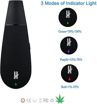 BLK Black Mamba Dry Herb Vaporizer, New & Improved 2021 Edition! ! 5 Temp Settings, Ceramic Chamber, Glass Air Path, Ergonomic Design