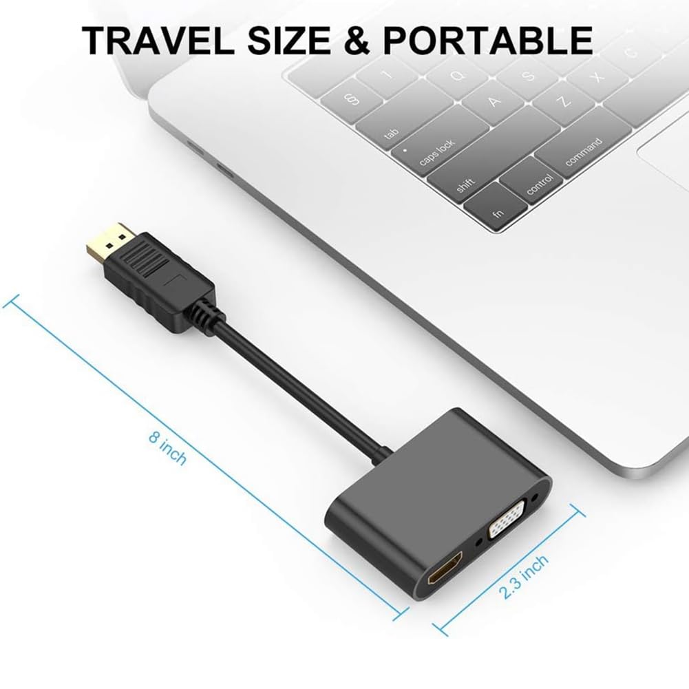 Septpenta Adaptateur Displayport Vers VGA, Résolution 1920X1080 Et 60Hz, Connecteur DP Plaqué Or Multimode, Connecteur Mâle Vers Femelle Adapté AUX