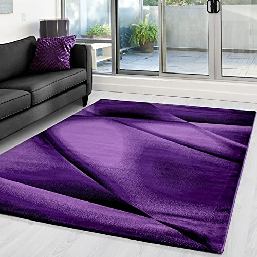 Tapis de salon moderne Miami violet, confort doux et isolant