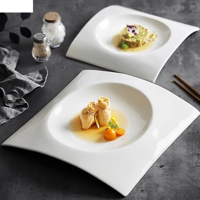 Forniture Per Feste Piatto piano in ceramica Piatto fondo quadrato creativo Piatto fondo spesso Piatti da dessert Piatti da sushi Ristorante Specialità da tavola Piatto freddo Piatti Della Festa (Col