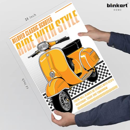 Image of BLINKART Vespa SprintCar Posters Sticker Gift Items for Boys Room Wall Decor || Comes with Double-Sided Tape|| Decoration Bedroom Living Room Office Studio Decor | 12x18 In (A3) - CAR-315