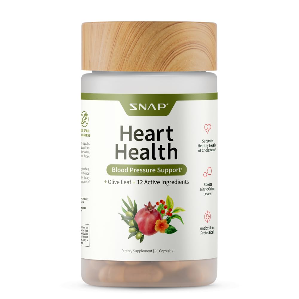 Snap Supplements Heart Health Support Supplement - Botanical Support for Heart Health, Healthy Circulation, and Nitric Oxide Levels, 90 Capsules (30 Servings, 1 Month Supply)