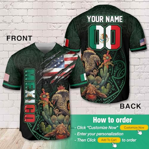 Jerseys personalizados Mexico para hombres, camiseta de futbol Mexico, camiseta mexicana de beisbol, camiseta de beisbol con bandera americana miniatura 3