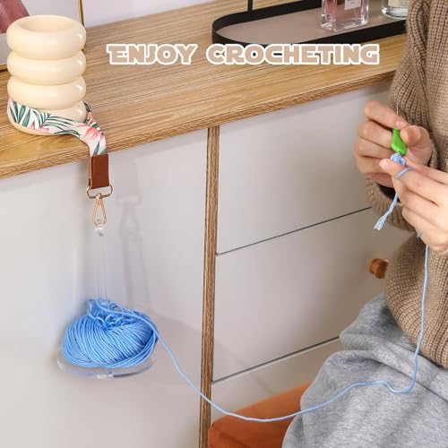 Image of Wrist Yarn Holder with Wrist Strap，Portable Yarn Holder for Crocheting on The go, Acrylic Yarn Organizer Storage Knitting Accessories, Crocheting Gift for Craft Lover