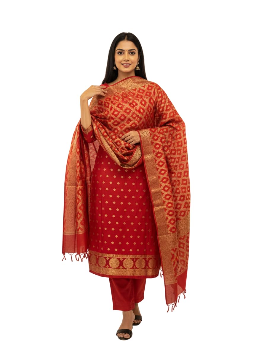 Womens Banarasi Cotton Silk Unstitched Suit Fabric for Women | Party & Festive Zari Work Dress Material Womens Banarasi Cotton Silk Unstitched Suit Fabric for Women | Party & Festive Zari Work Dress Material