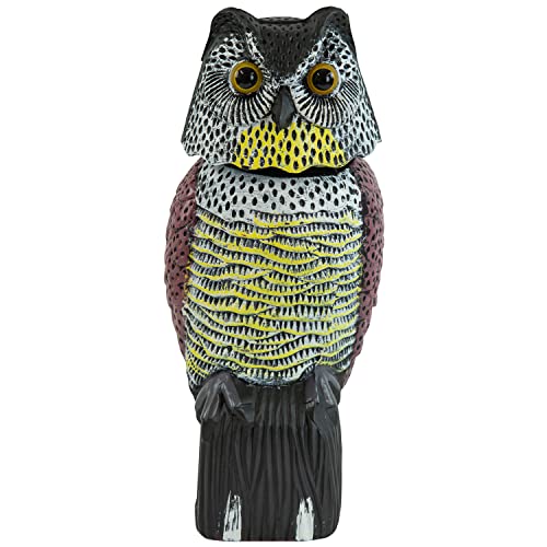 Woodside Large Realistic Owl Decoy With Rotating Head Bird/Pigeon/Crow Scarer