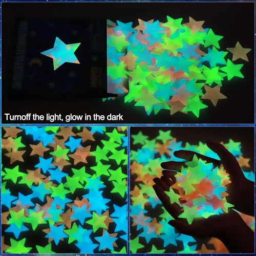 image for AM AMAONM 100 Pcs Colorful Glow in The Dark Luminous Stars Fluorescent