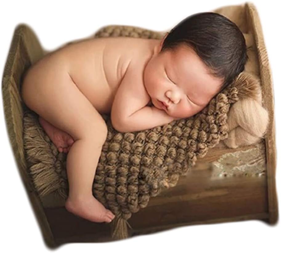 Zeroest Baby Photography Props Basket Braid Wool Wrap Newborn Photo Shoot Baskets Filler Posing Stuffer Background Blanket (Coffee)