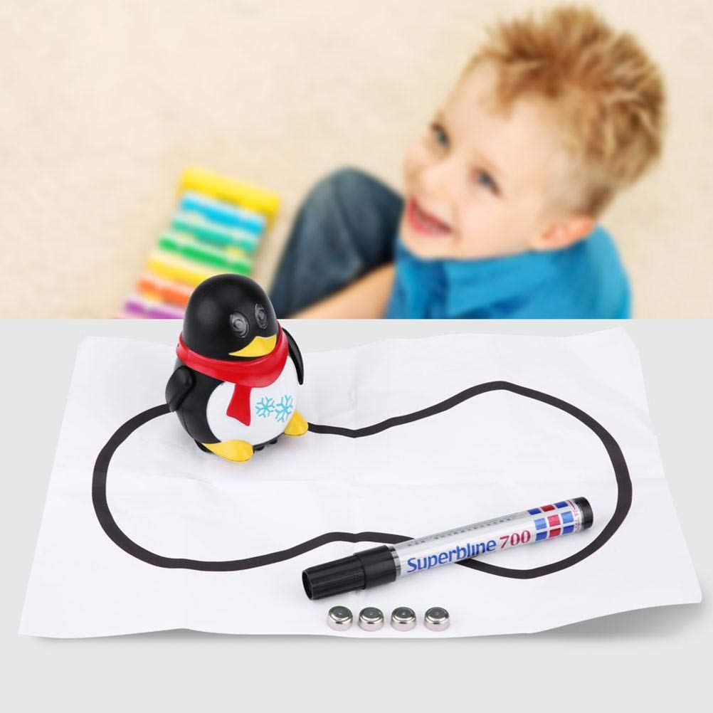 NOENNULL Penguin Inductive Toy, Automatic Follow Drawn Line Toy for Kids Educational with Penguin Design, Vivid & Cute