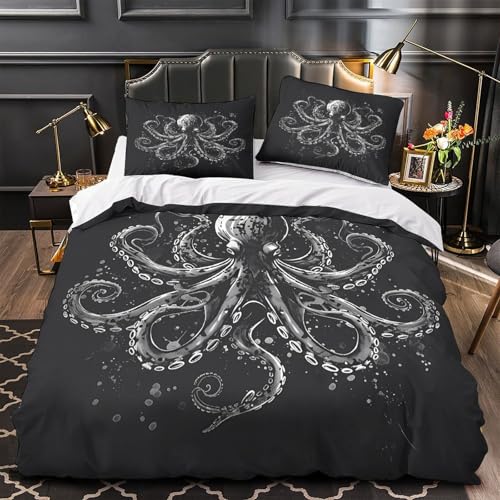 Parure de lit 3D OceanWave 200x200cm style japonais en microfibre