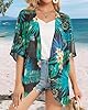 Women's Floral Print Puff Sleeve Kimono Cardigan L... #5