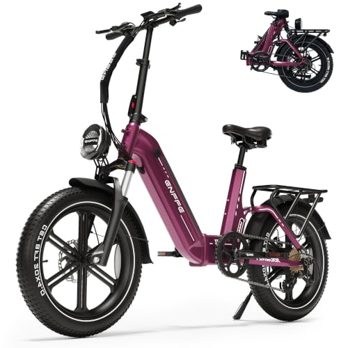 Image of Foldable Electric Bike for Adults, 7-Speed 20 inchx4 Fat Tire Ebike with Removable Battery, Up to 100 Miles Range, Full Suspension Step-Thru E Bike, UL 2849 Certified