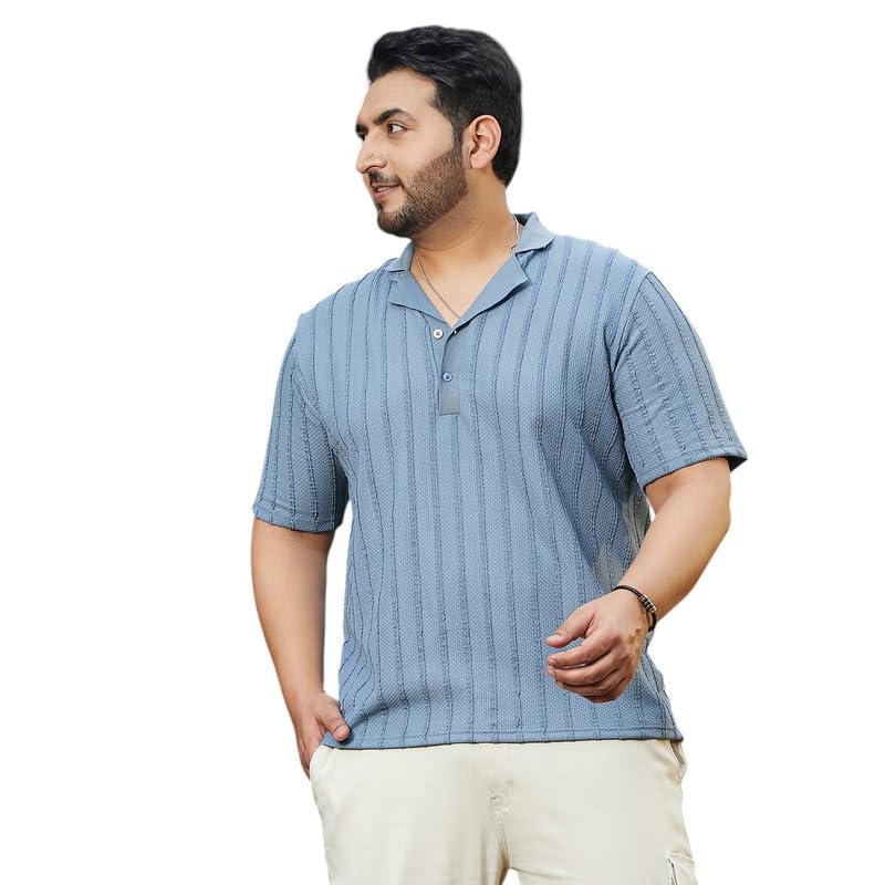 instafab Plus Men's T-Shirt for Casual Wear | Polo Neck | Short Cuffed Sleeves | Half-Button Closure | Plus Size T-Shirt Crafted with Comfort Fit for Everyday Wear-picture-11