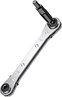 Vista 8 de Llave de Servicio HVAC, Llave de Trinquete Curva de Refrigeración 3/8" 1/4" 5/16" 3/16" Herramienta de Trinquete AC Ullnosoo con Adaptador de Boca