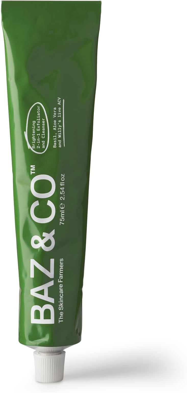 BAZ & CO Men's Face Exfoliator and Cleanser 2-in-1 With Basil, Aloe Vera and ...