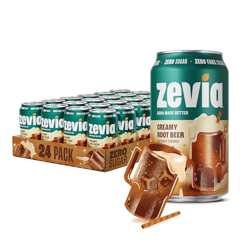 Zevia Zero Sugar Soda, Creamy Root Beer, 12 oz Cans