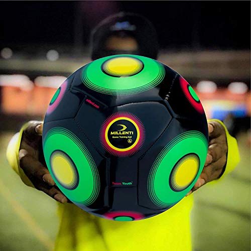 Millenti Team Youth Soccer Ball - Size 4 Black Green Soccer Ball - Soft Touch Kids Ball, High-Visibility Design (Black Green) Sb-Ty-Black #TOP6