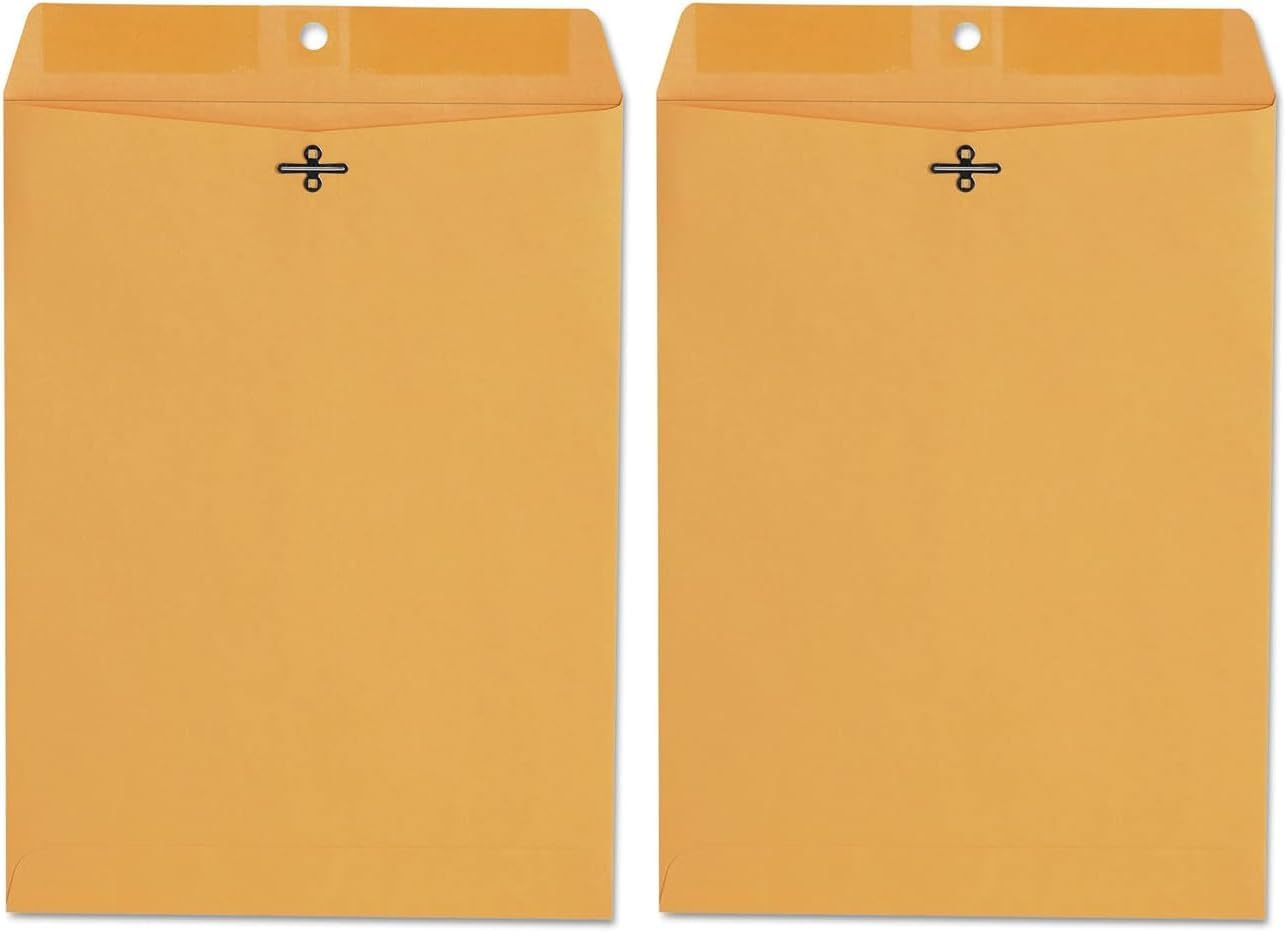 Universal 35264 Kraft Clasp Envelope, Side Seam, 28lb, 9 x 12, Light Brown, 100/Box
