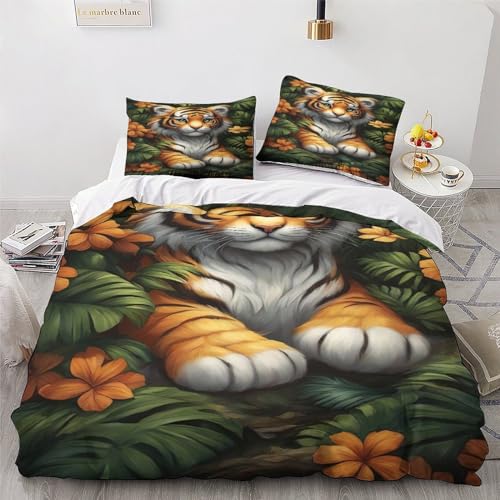 Housse de couette tigre 3D en microfibre premium douce King 220x240cm - 4