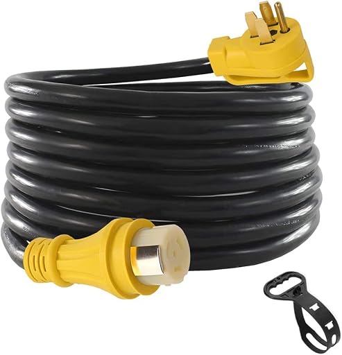 25Ft 50Amp STW Heavy Duty RV Extension Cord,14-50P Male and SS2-50R Twist-Locking Female,125V/250V for RV Trailer, Camper, Motorhome…