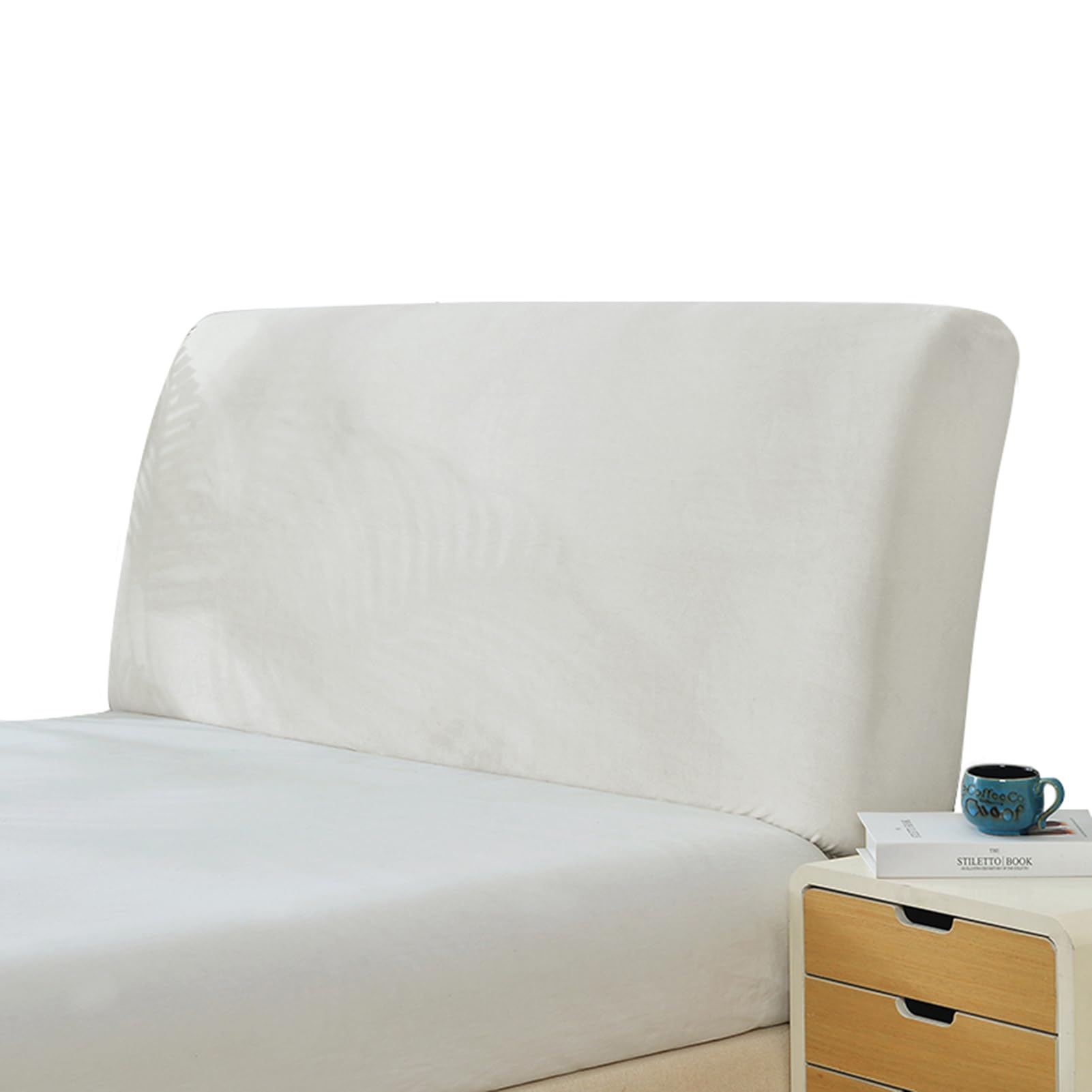 GEBIN Bed Headboard Cover, Headboard Covers for Double Bed, Elastic Headboard Protection Cover, All-inclusive Design Solid Color Elastic Protection (White,150-170cm)