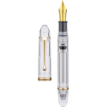 Asvine V800 Fountain Pen, Vacuum Filling System with Large Ink Capacity, Smooth Extra Fine Nib Number 8 with Gift Case and Wr
