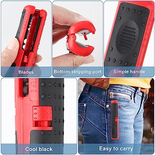 DBREAKS Universal Stripping Tool, 125mm Coaxial Cable Stripper, SK5/RG6/RG59 Electric Cable Stripper, Red - Image 3