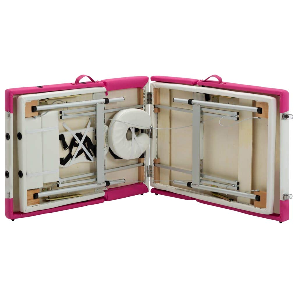 Generisch Massageliege Klappbar 4-Zonen Aluminiumgestell Weiß und Rosa,Gesundheit & Schönheit,Körperpflege,Massage & Entspannung,Massagetische,23.2KG,110250