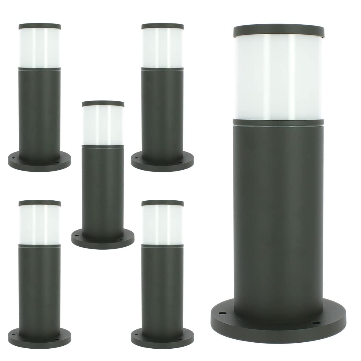 Arum LIGHTING - Lot de 6 Bornes Extérieures VERACRUZ Gris Anthracite (H 35cm), Luminaire de Jardin en Fonte d'Aluminium, Culot E27 Large, Étanche IP44, Design Moderne (Sans Ampoule)
