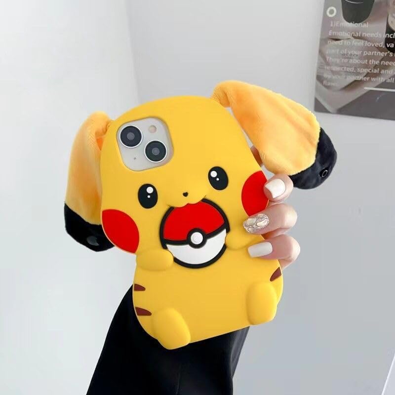 Image of Meyaar Orry Style Cute Case for Apple iPhone 14 / iPhone 13 / iPhone 15 Case, Soft Silicone Cover for Apple iPhone 13 / iPhone 14, iPhone 15 Case Cover (Pika, for I Phone 15)