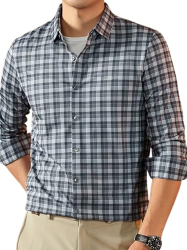 Image of Lymio Men Shirt | Checkered Button Down Shirt for Men | Slim Fit Casual & Semi-Formal Shirts for Man | Textured Long Sleeve | Office & Weekend Ready (Packs Also Available) (Small-Checks)