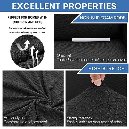 XINEAGE High Stretch Armchair Covers Lastest Jacquard Sofa Covers 1 Seater for Living Room 1 Piece Chair Covers with Elastic Bottom Non Slip Sofa Slipcovers for Pets Kids (1 Seater - Image 3