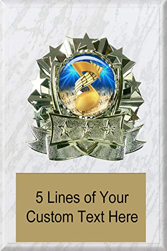 Express Medals 6 x 8 White Marble Finish Wood Music Plaque Trophy Award with Up to 5 Lines of Free Engraving