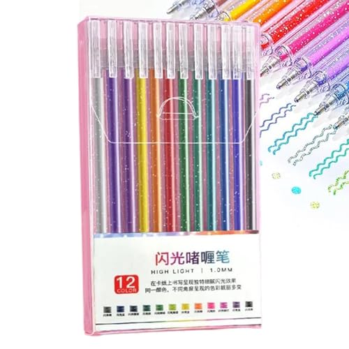 ジェルグリッターペン | スクラップブック用グリッターマーカーペン | 色付きライティングペンセット 子供 大人 塗り絵 カード ジャーナリングクラフト 描画ライティング