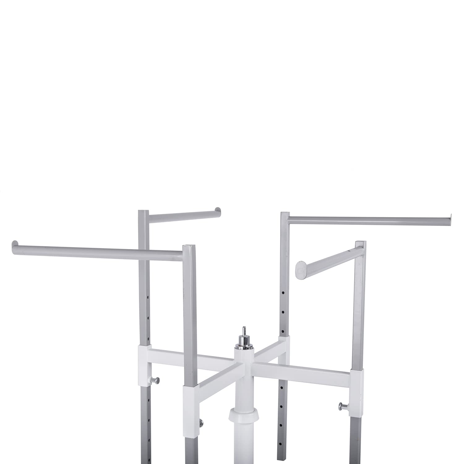 goodsforbusiness GmbH Kreuzständer Kleiderständer mit 4 geraden Armen | 4-Arm-Ständer rollbar höhenverstellbar 118-228cm, B54cm Textilständer Rollständer Konfektionsständer Garderobe Stufenarmständer