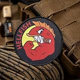 Kampf gegen Hellfish-Aufnäher, taktischer militärischer Morale-patches klett mit Klettverschlussrückseite, niedliche Applikationsaccessoires für Rucksäcke, Westen, Jacken, Jeans, Mützen