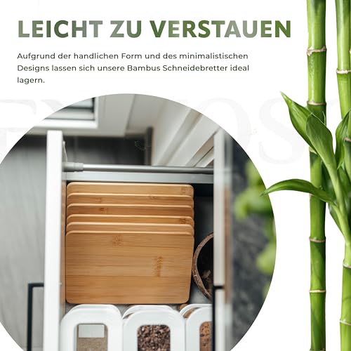 Exitoso Frühstücksbrettchen 6er Set aus Bambus 22 x 14 cm | Brettchen Set | Schnittfeste, messerschonende Brottbretter… – Ansicht 6
