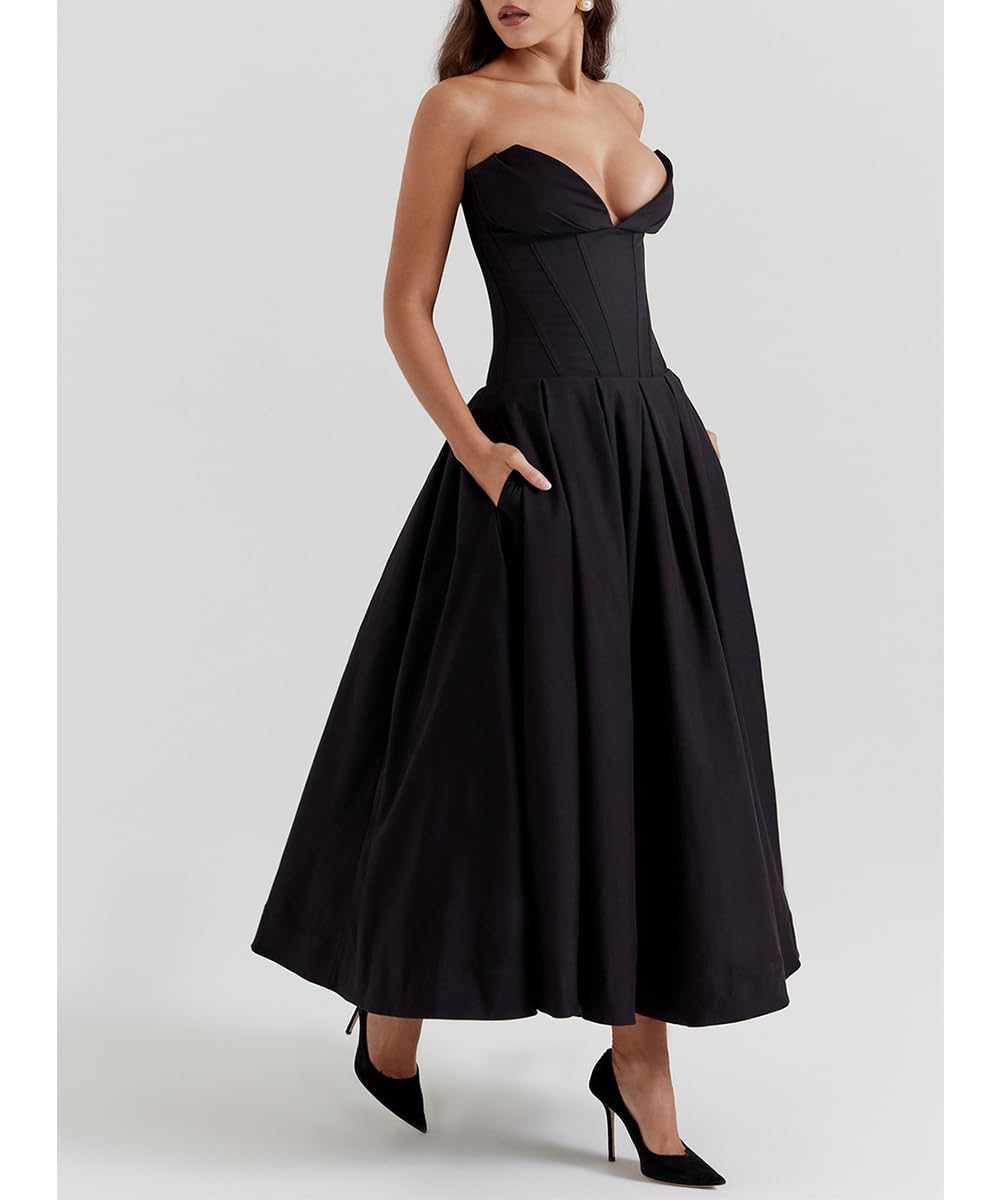 Sexy Senza Maniche Bodycon Corsetto Maxi Abito Tubo Top Ruched Flowy Elegante Sera Party Abiti Lunghi