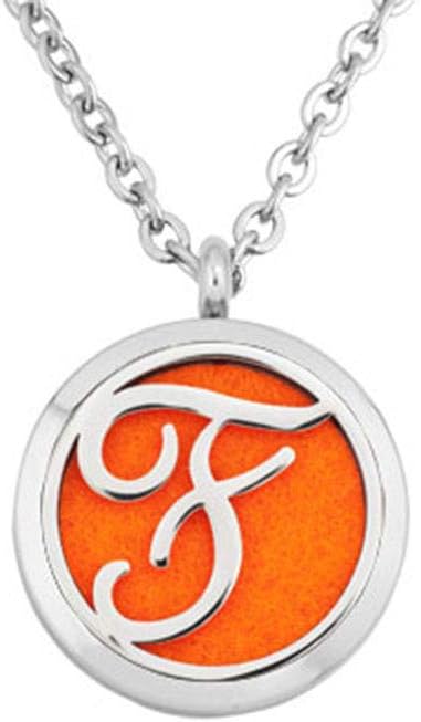 Infinite Memories 26 Monogram Initial A to Z Letters Aromatherapy Essential Oil Diffuser Necklace Locket Perfume Pendants Free Refill Pads