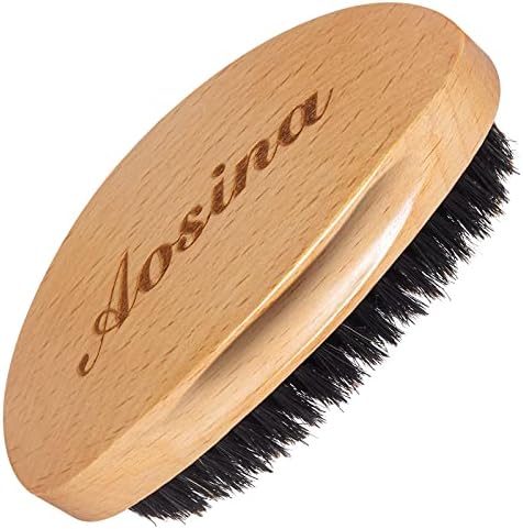 Soft 360 Wave Brush for Men, 100% Pure Boar Bristle Hair Brush for Men, Beech Wood Curved Palm Brush for Fresh Cuts, Beginners, Short Hair Waves & Beard Grooming
