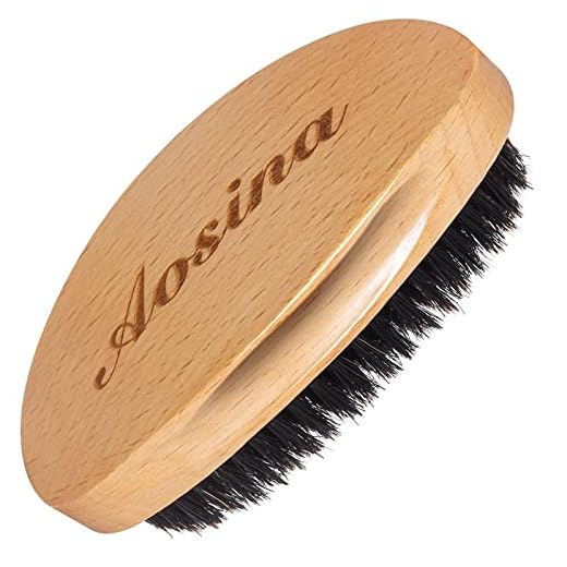 Aosina Wave Brush - Hair Brush for Men with 100% Natural Beech Wood & Reinforced Pure Black Boar Hair Bristle, Soft Beard Brush Hairbrush for Men Perfect for Cultivating Beards, Hair Waves and Wolfing, Great for Men Gifts