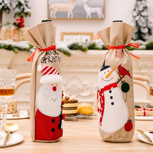 Saco Navideño de Papá Noel para vestir tus botellas de vino en las cenas en familia 3
