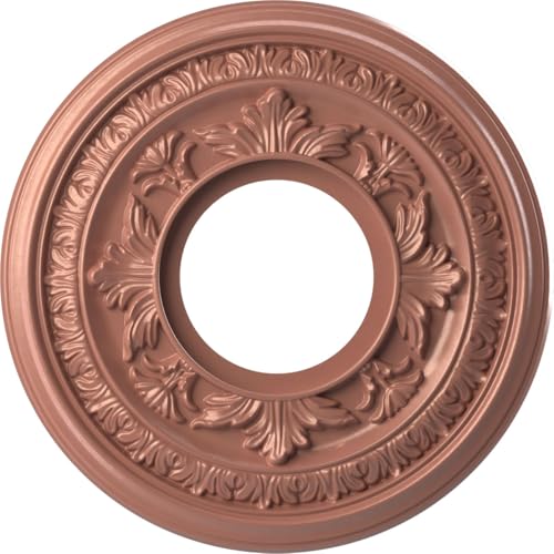 Image of Ekena Millwork CMP10BAFCP Baltimore Thermoformed PVC Ceiling Medallion (Fits Canopies up to 4 1 /4 inch), 10 inchOD x 3 1 /2 inchID x 3 /4 inchP, Universal Pearl Metallic Champagne Pink