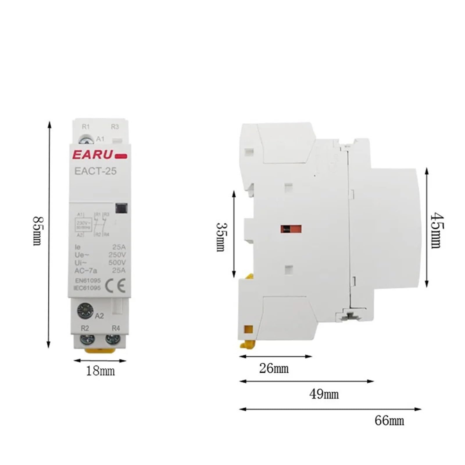 Modułowy stycznik AC do domu, montowany na szynie DIN 2P 16A 20A 25A 1NO 1NC 2NO 2NC AC 220V 230V 50/60Hz (2P 16A 2NO)