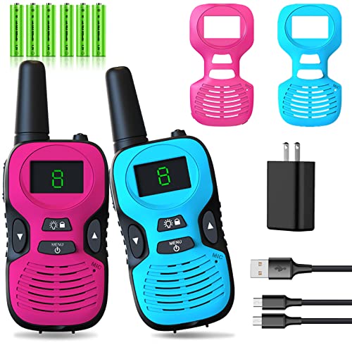 Image of Walkie Talkies for Kids Rechargeable 2 Pack: Walkie-Talkies for Kid - Walky Talky for Kids - Long Range Outdoor, Hiking, Camping Toys for 3-12 Year Old Girls Boys Gifts Christmas Games