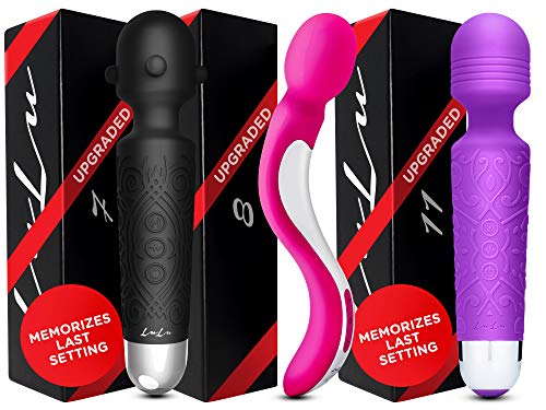 LuLu 7 Black, LuLu 8 Pink, & LuLu LuLu Purple Upgraded Personal Wand Massager - Premium with 5 Speeds 20 Patterns - Cordless Powerful and Handheld - USB Rechargeable for Back and Neck Relief